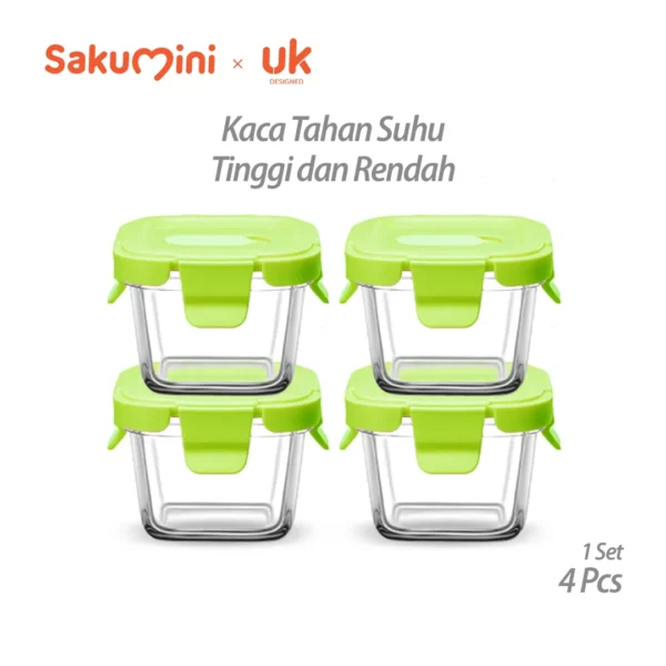 Sakumini Food Container Glass Storage Jar Bowl Wadah Gelas Kaca Mpasi Bayi