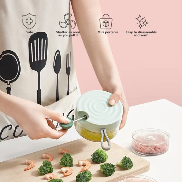 Sakumini Chopper Grinder Manual Blender Tarik Penggiling Penghalus Makanan - Image 4