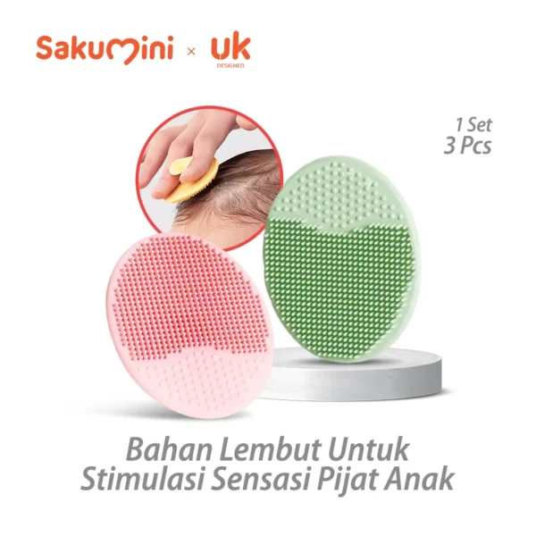 Sakumini Silicone Hair Shampoo Massage Brush Sikat Pijat Keramas Rambut Bayi