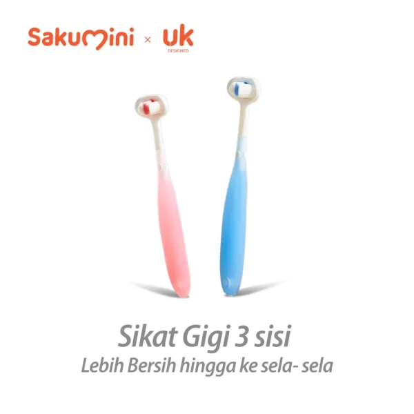 Sakumini Three Sided Kids Soft Bristle Toothbrush Sikat Gigi Tiga Sisi Anak