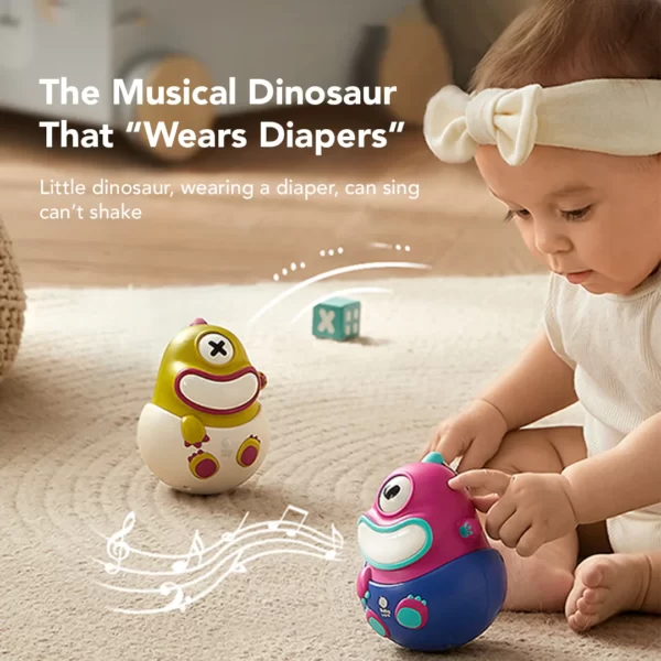 BC Babycare Mainan Edukasi Boneka Goyang Anak Bayi Tumbler Dino Rattle - Image 3