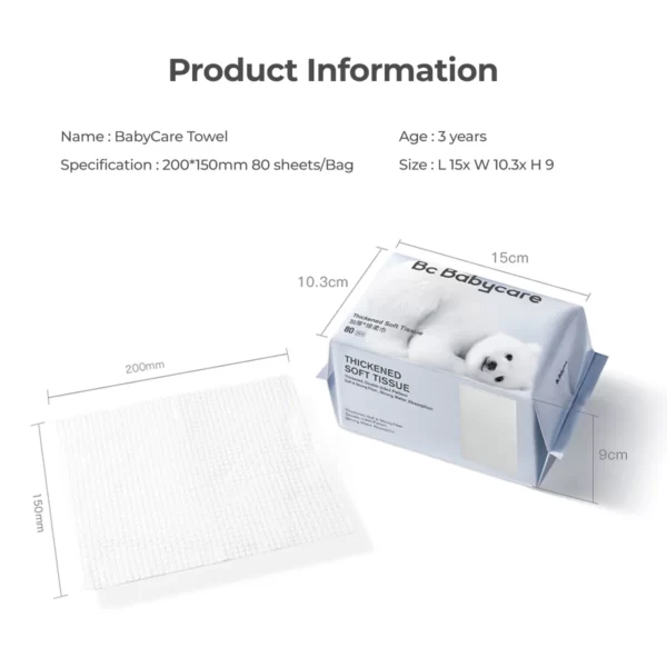 BC Babycare Tisu Kering Bayi Facial Tissue Wipes Hand Mouth 80Pcs - Image 3