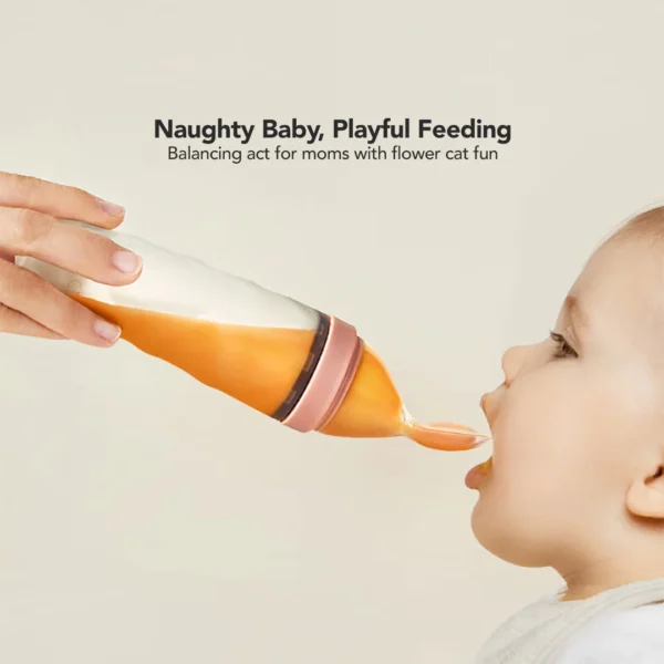 BC Babycare Infant Silicone Squeeze Feeder With Spoon Botol Sendok Makan Bayi - Image 2