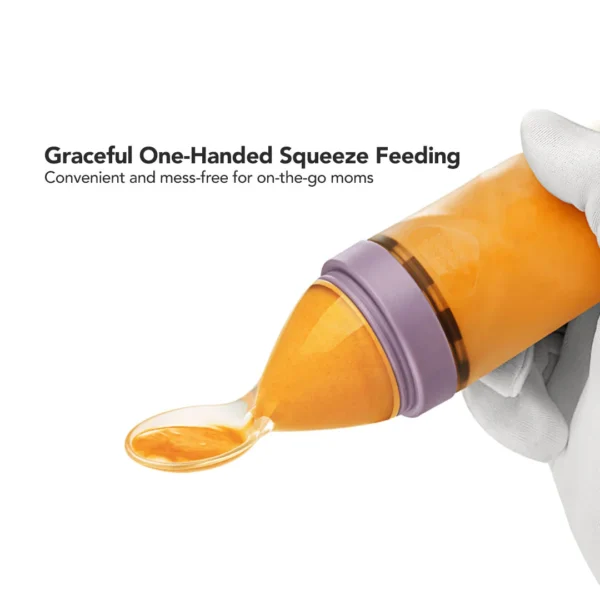 BC Babycare Infant Silicone Squeeze Feeder With Spoon Botol Sendok Makan Bayi - Image 3