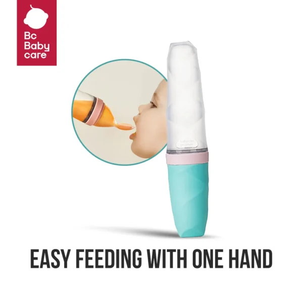 BC Babycare Infant Silicone Squeeze Feeder With Spoon Botol Sendok Makan Bayi