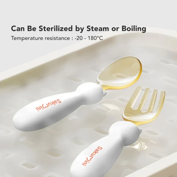 Sakumini Learning Silicone Ppsu Spoon Fork Sendok Garpu Bayi - Image 6