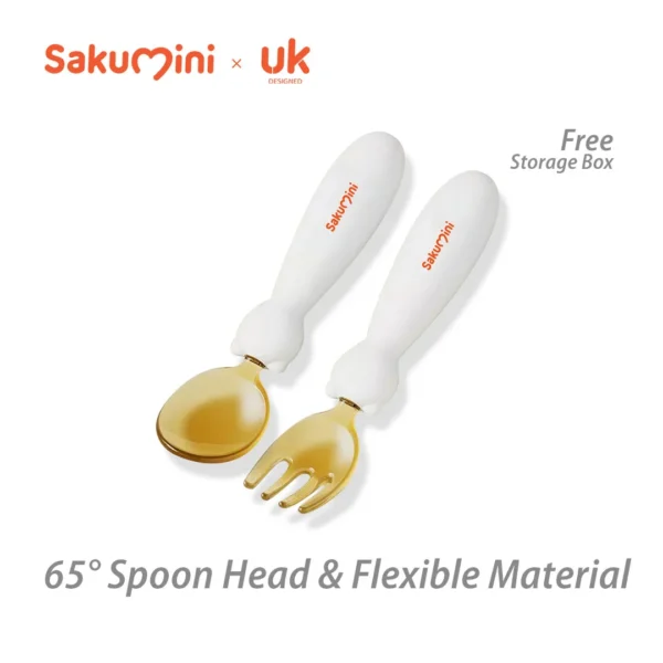 Sakumini Learning Silicone Ppsu Spoon Fork Sendok Garpu Bayi