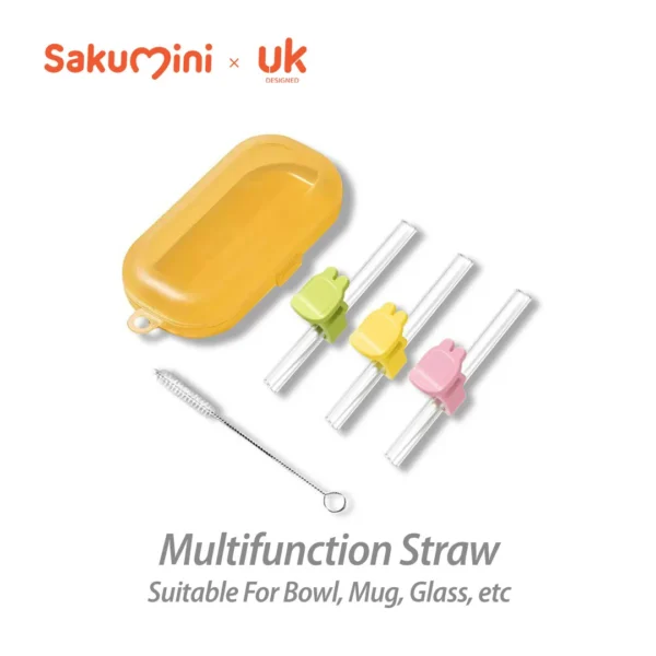 Sakumini Silicone Straw Set Sedotan Silikon Cincin Karakter Kelinci