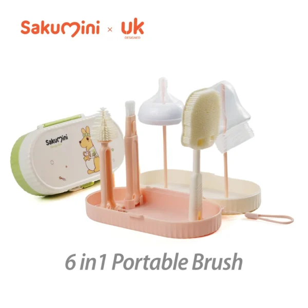Sakumini 6in1 Travel Brush Kit Bottle Cleaner Sikat Pembersih Botol Dot