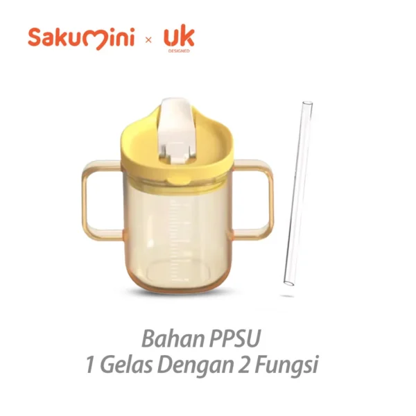 Sakumini 2in1 PPSU Training Duckbill Straw Cup Gelas Minum Sedotan Anak
