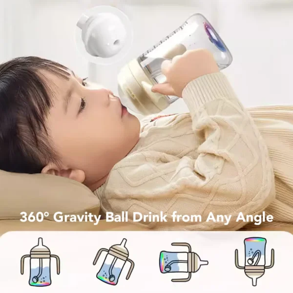 Sakumini Rainbow Botol Minum Sedotan Training Sippy Straw Cup Anak Anti Tumpah Gravity Ball - Image 2