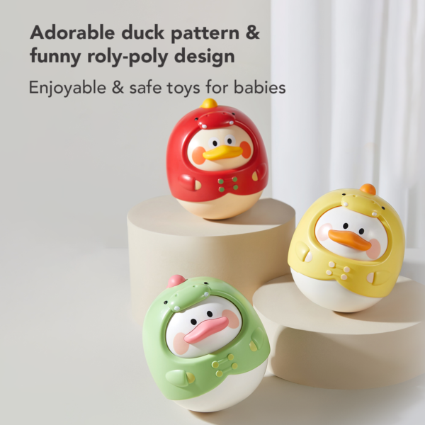 Sakumini Mainan Edukasi Boneka Goyang Anak Bayi Tumbler Duck Rattle Head Up Training - Image 7