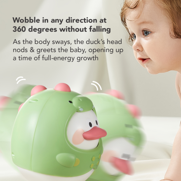 Sakumini Mainan Edukasi Boneka Goyang Anak Bayi Tumbler Duck Rattle Head Up Training - Image 3
