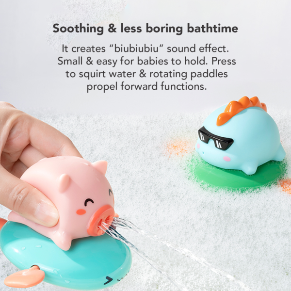 Sakumini Mainan Motorik Mandi Anak Bayi Berenang Air Semprot Kids Water Spray Riding Fish Toys - Image 3