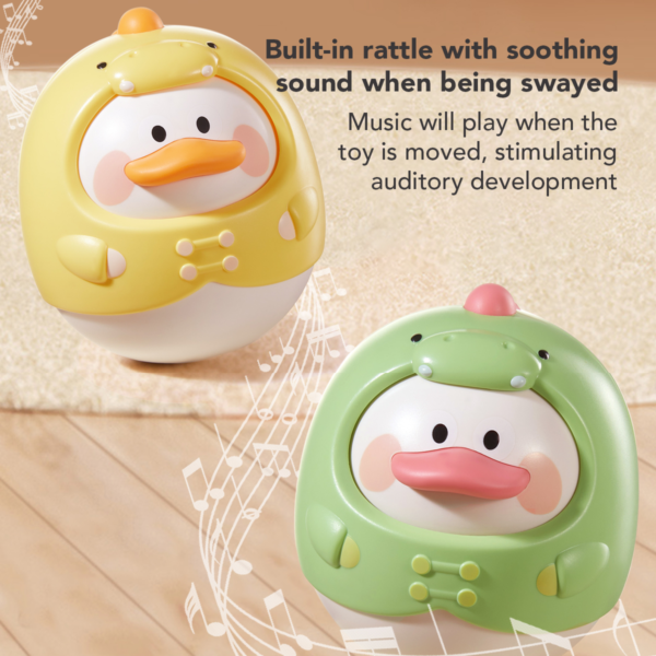 Sakumini Mainan Edukasi Boneka Goyang Anak Bayi Tumbler Duck Rattle Head Up Training - Image 5