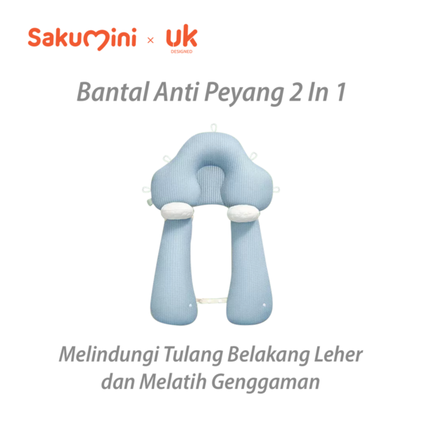 Sakumini 2in1 Newborn Head Shape Baby Pillow Bantal Kepala Anti Peyang Bayi Anak