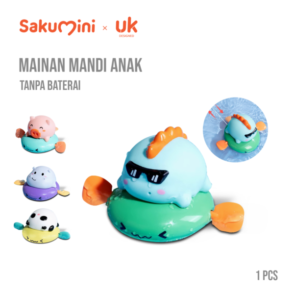 Sakumini Mainan Motorik Mandi Anak Bayi Berenang Air Semprot Kids Water Spray Riding Fish Toys