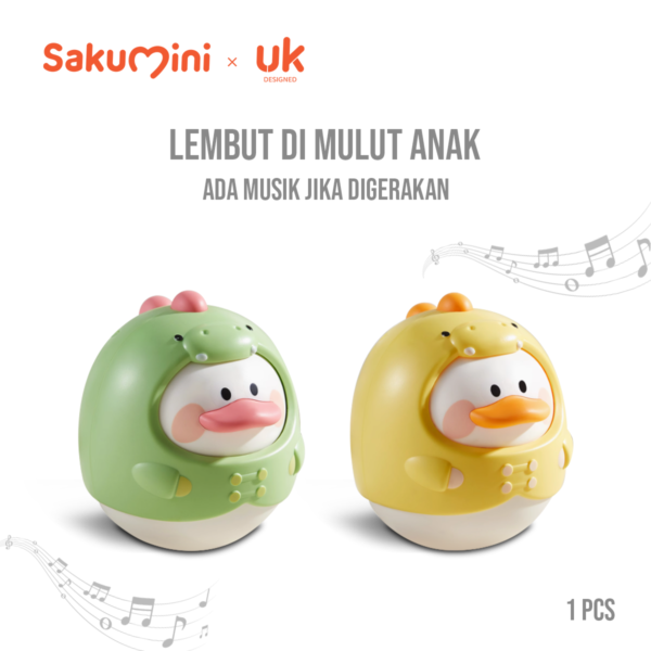 Sakumini Mainan Edukasi Boneka Goyang Anak Bayi Tumbler Duck Rattle Head Up Training