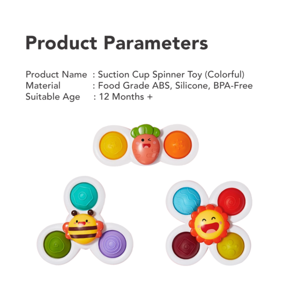 Sakumini 3in1 Fidget Spinner Suction Mainan Anak Edukasi Pop it Sensorik Motorik Bayi - Image 9