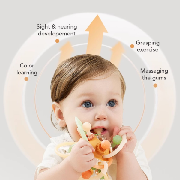 Sakumini Teether Ball Rattle Mainan Gigitan Bola Silikon Kerincingan Bayi BPA Free - Image 6