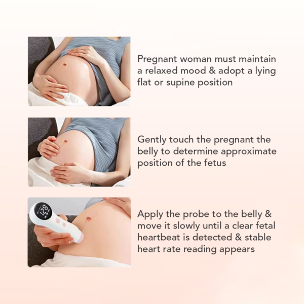 Sakumini Alat Deteksi Jantung Janin Fetal Doppler Heart Rate Monitor - Image 8
