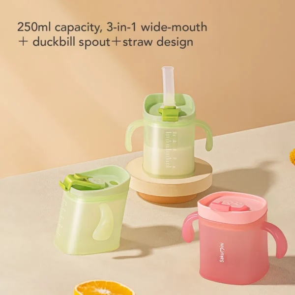 Sakumini 3in1 Curve Straw Training Cup Gelas Minum Sedotan Anak Anti Tumpah 250ml - Image 2