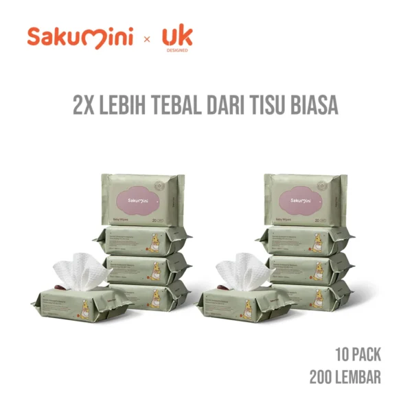 Sakumini Tisu Basah Bayi Wet Tissue Baby Wipes Hand Mouth Facial Tisu Wajah Lembut 20pcs Anti Bakteri
