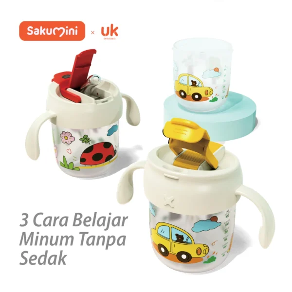 Sakumini 3in1 Training Cup Duckbill Straw Gelas Minum Sedotan Anak 300ml