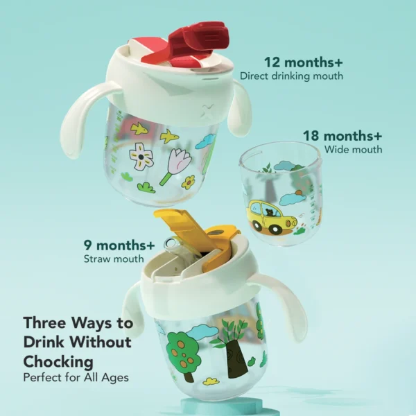 Sakumini 3in1 Training Cup Duckbill Straw Gelas Minum Sedotan Anak 300ml - Image 3