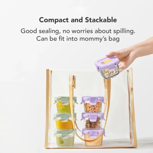 Sakumini Glass Food Container 3in1 Storage Jar Bowl Wadah Gelas Kaca Borosilikat Mpasi Bayi - Image 9