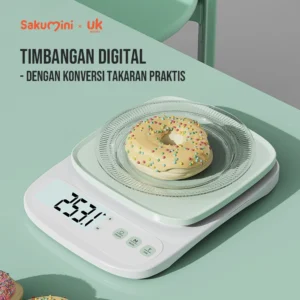 Sakumini Digital Kitchen Scale Timbangan Dapur LCD Kopi Buah Sayur Mpasi Makanan Butter Kue Coffee Brew Masakan Diet  Serbaguna Premium Akurasi Tinggi Portable Mini 3KG Water Resistant Anti Air Anti Slip Compact